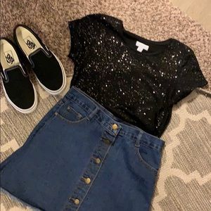 Button front Jean skirt